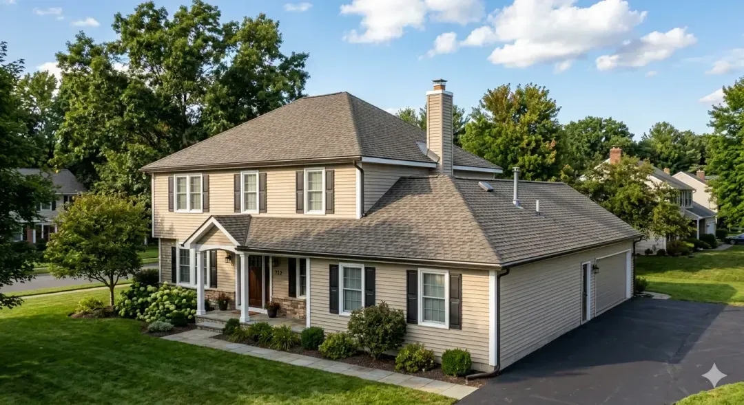 New roof on a two-story home, installed by AEC Solar