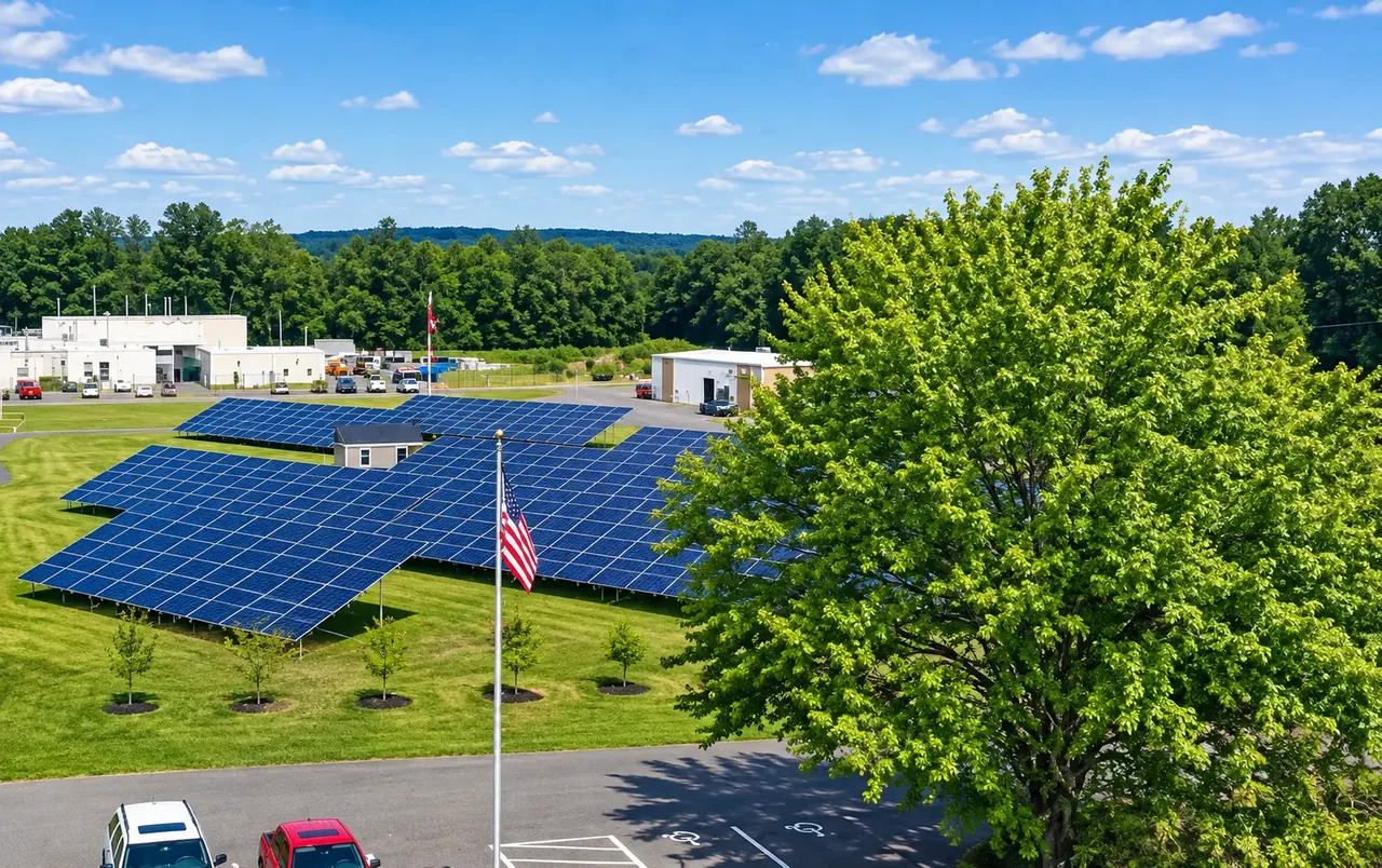 Commercial ground-mounted solar array installed by AEC Solar